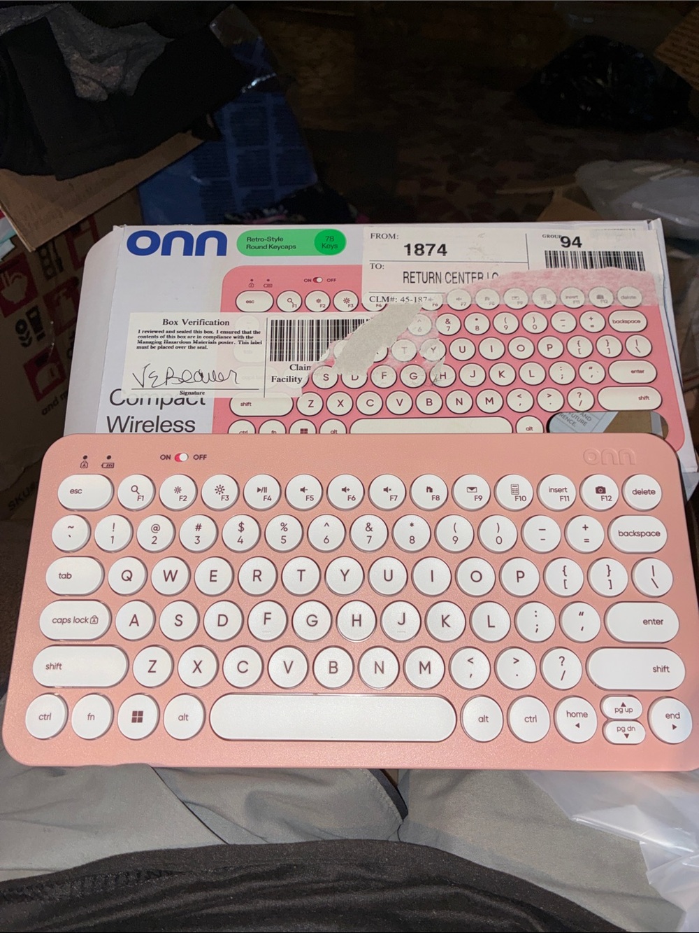 On Running Pink Compact Wireless Retro-Style Keyboard